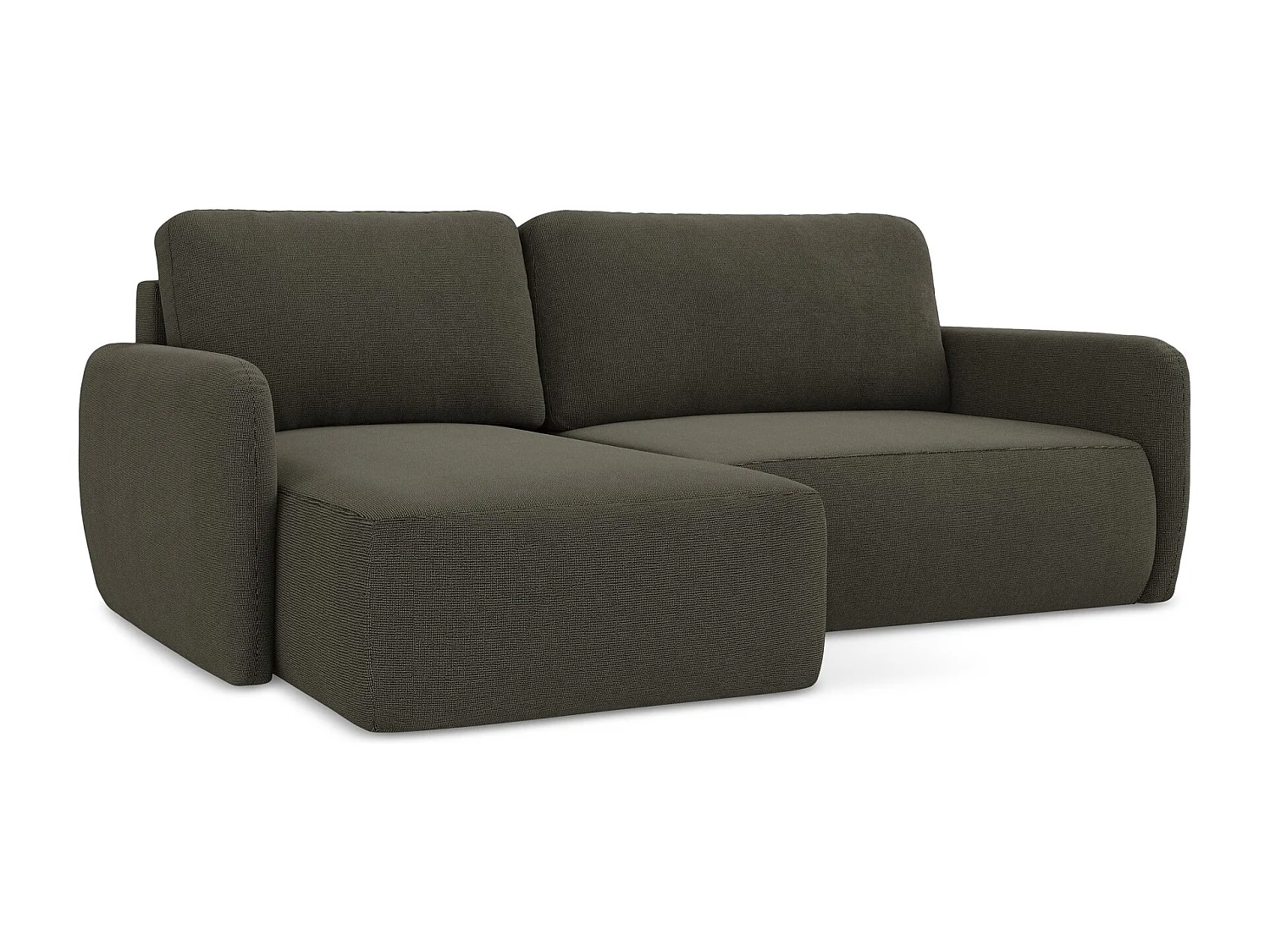 Canapé d’angle 2 places gauche convertible en tissu texturé - taupe - LILO