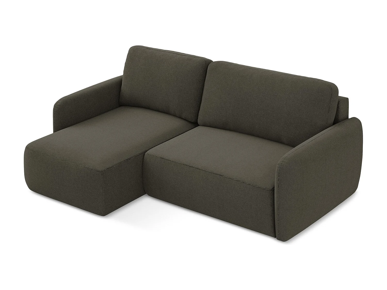 Canapé d’angle 2 places gauche convertible en tissu texturé - taupe - LILO