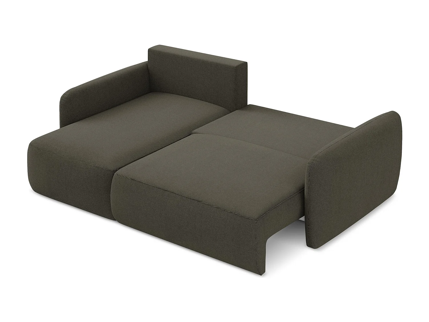 Canapé d’angle 2 places gauche convertible en tissu texturé - taupe - LILO