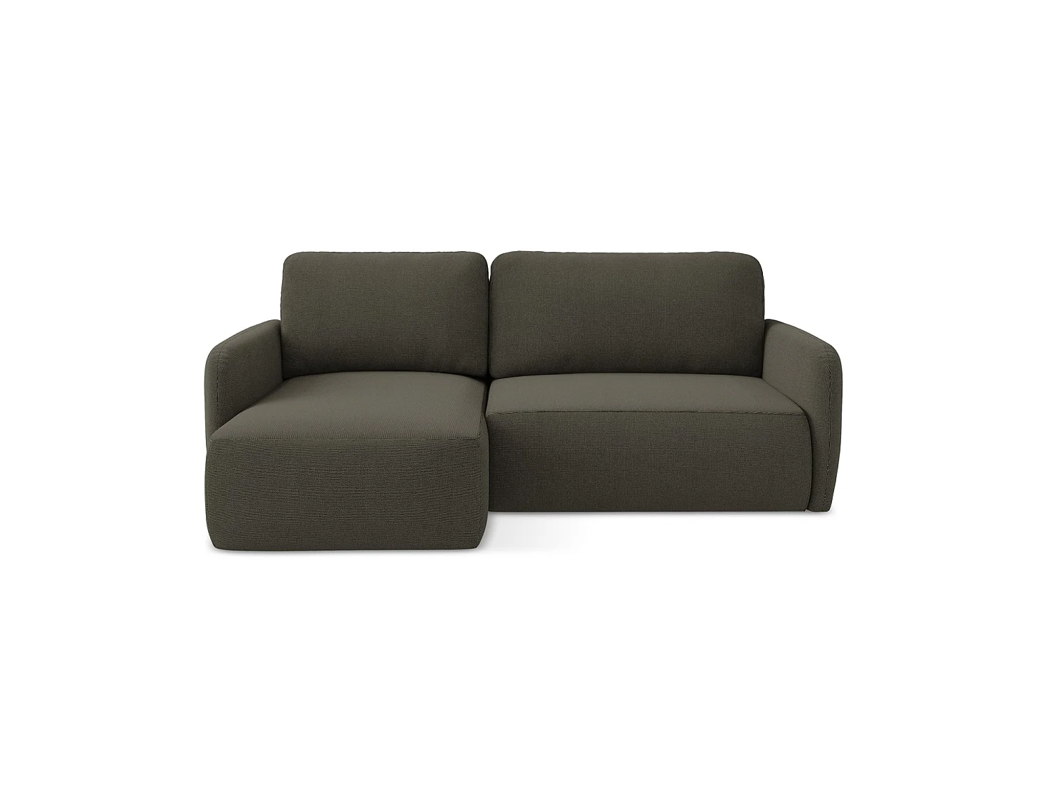 Canapé d’angle 2 places gauche convertible en tissu texturé - taupe - CORLE