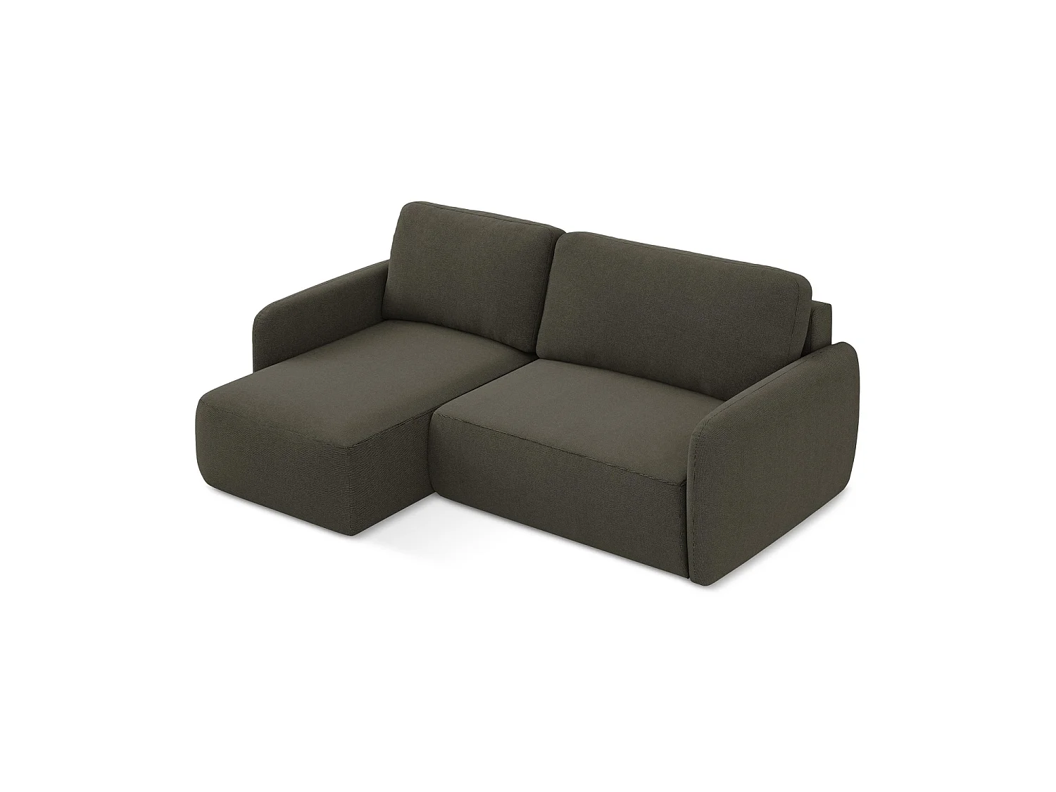 Canapé d’angle 2 places gauche convertible en tissu texturé - taupe - CORLE