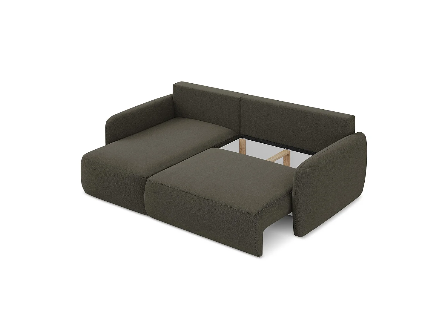 Canapé d’angle 2 places gauche convertible en tissu texturé - taupe - CORLE