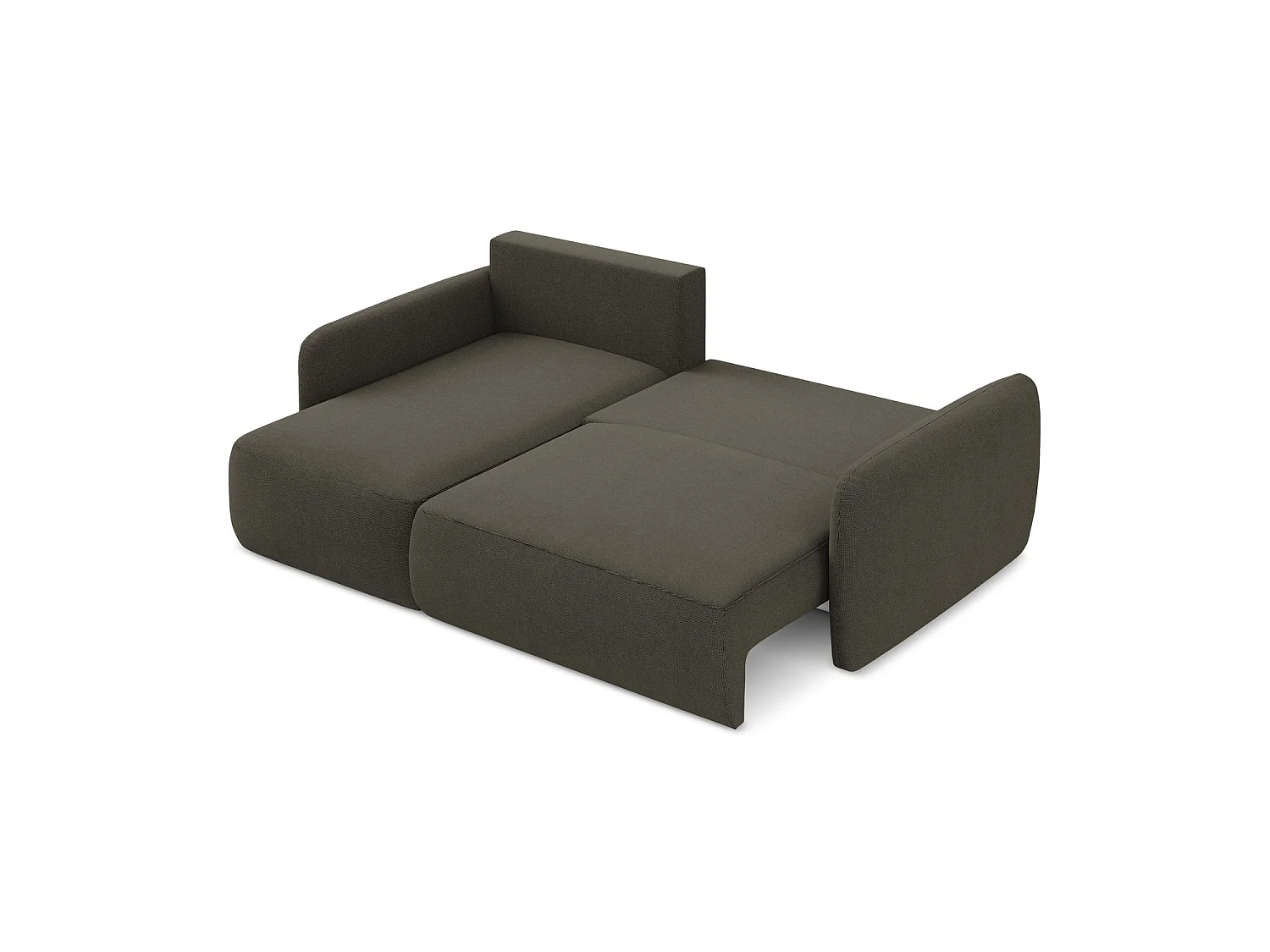 Canapé d’angle 2 places gauche convertible en tissu texturé - taupe - CORLE