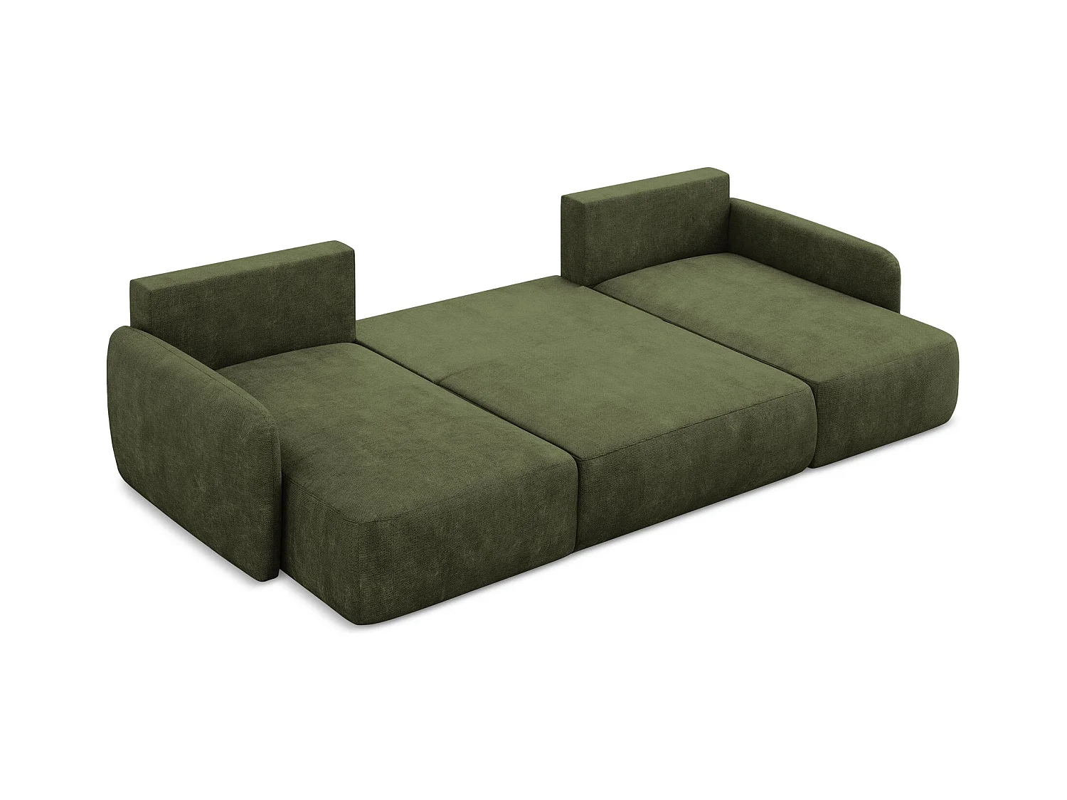Canapé panoramique 4 places convertible en tissu chenille - olive - LILO