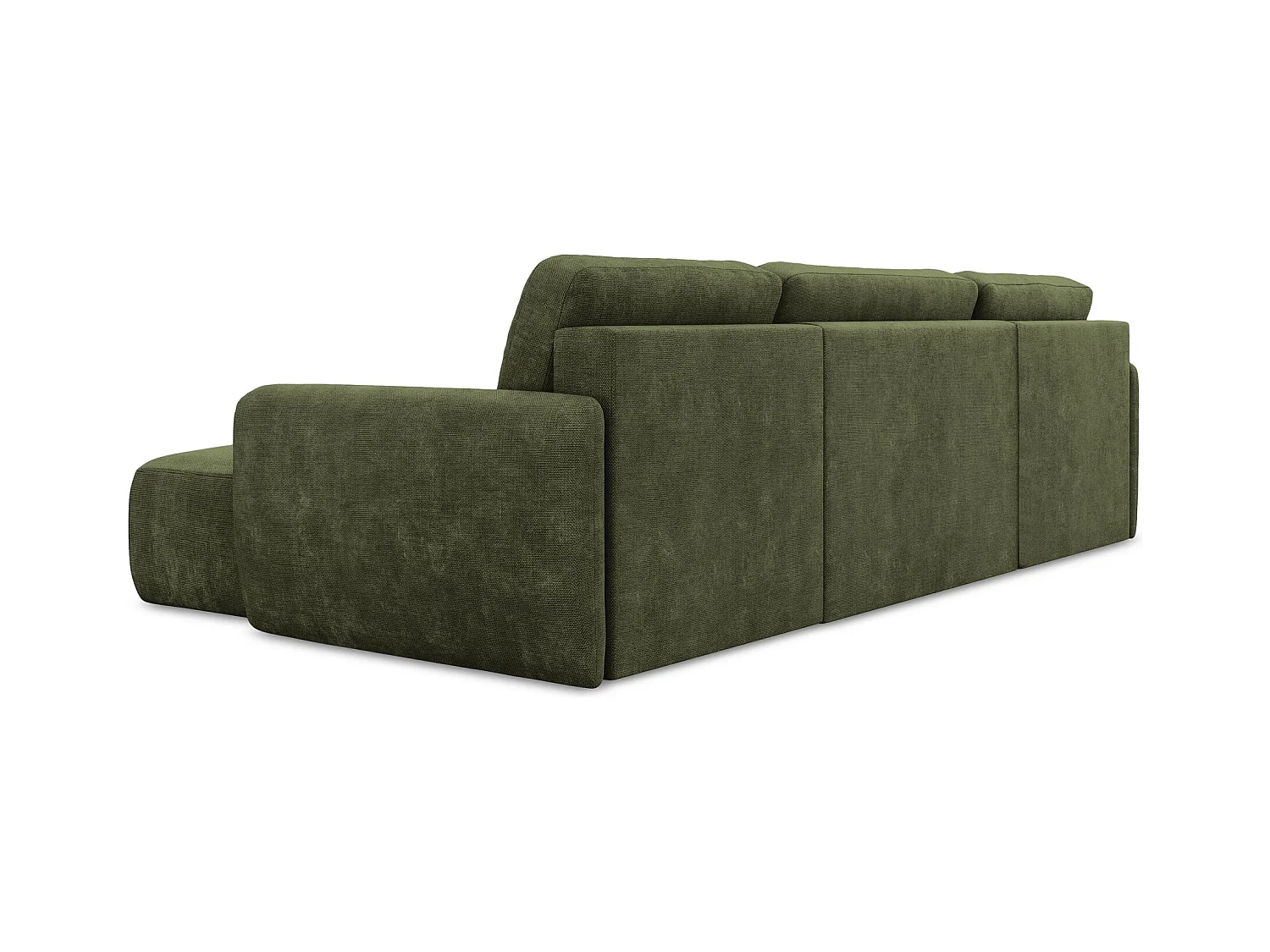 Canapé panoramique 4 places convertible en tissu chenille - olive - LILO