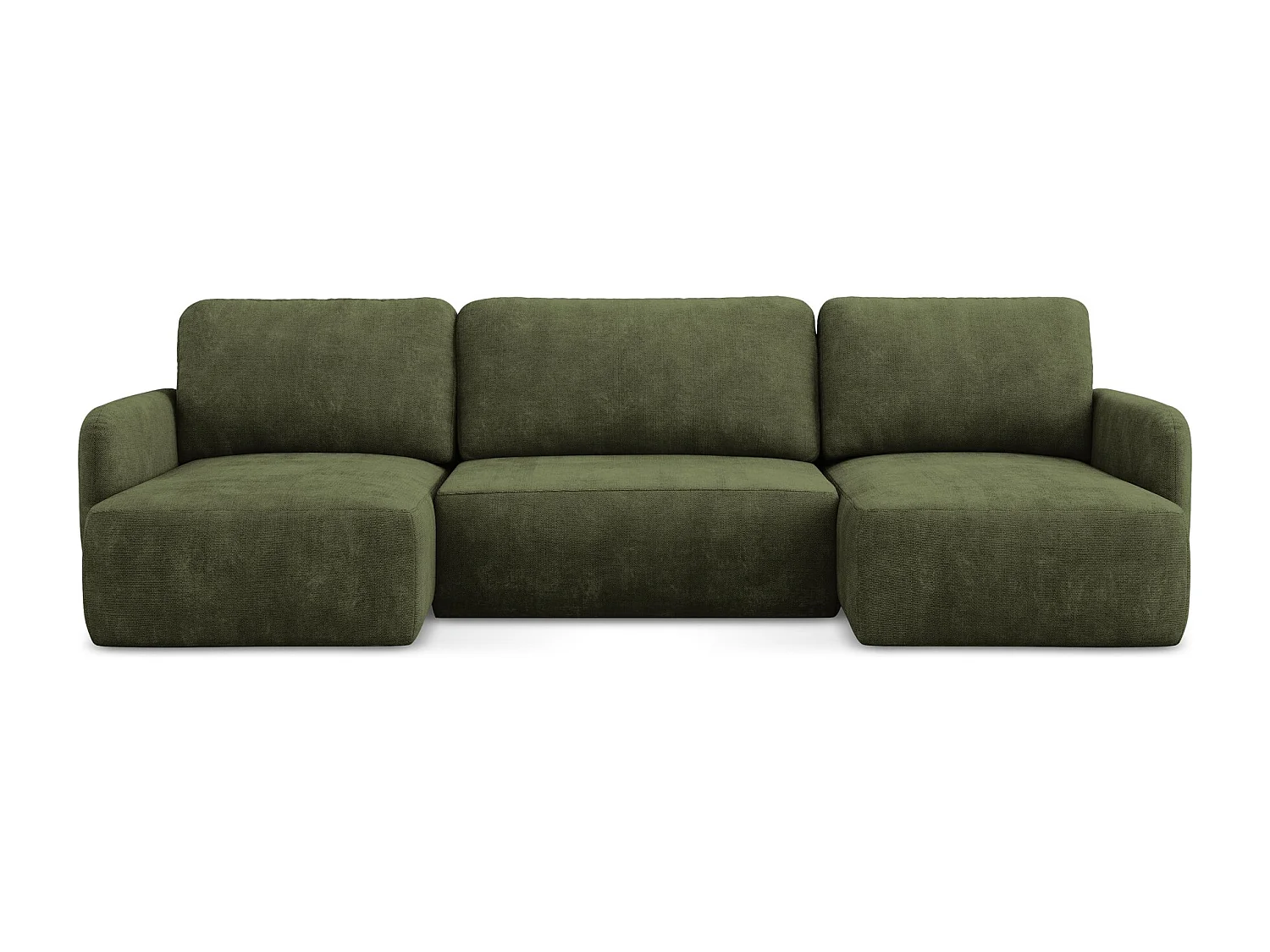 Canapé panoramique 4 places convertible en tissu chenille - olive - LILO