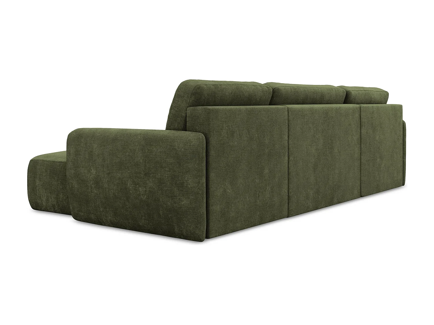 Canapé panoramique 4 places convertible en tissu chenille - olive - LILO