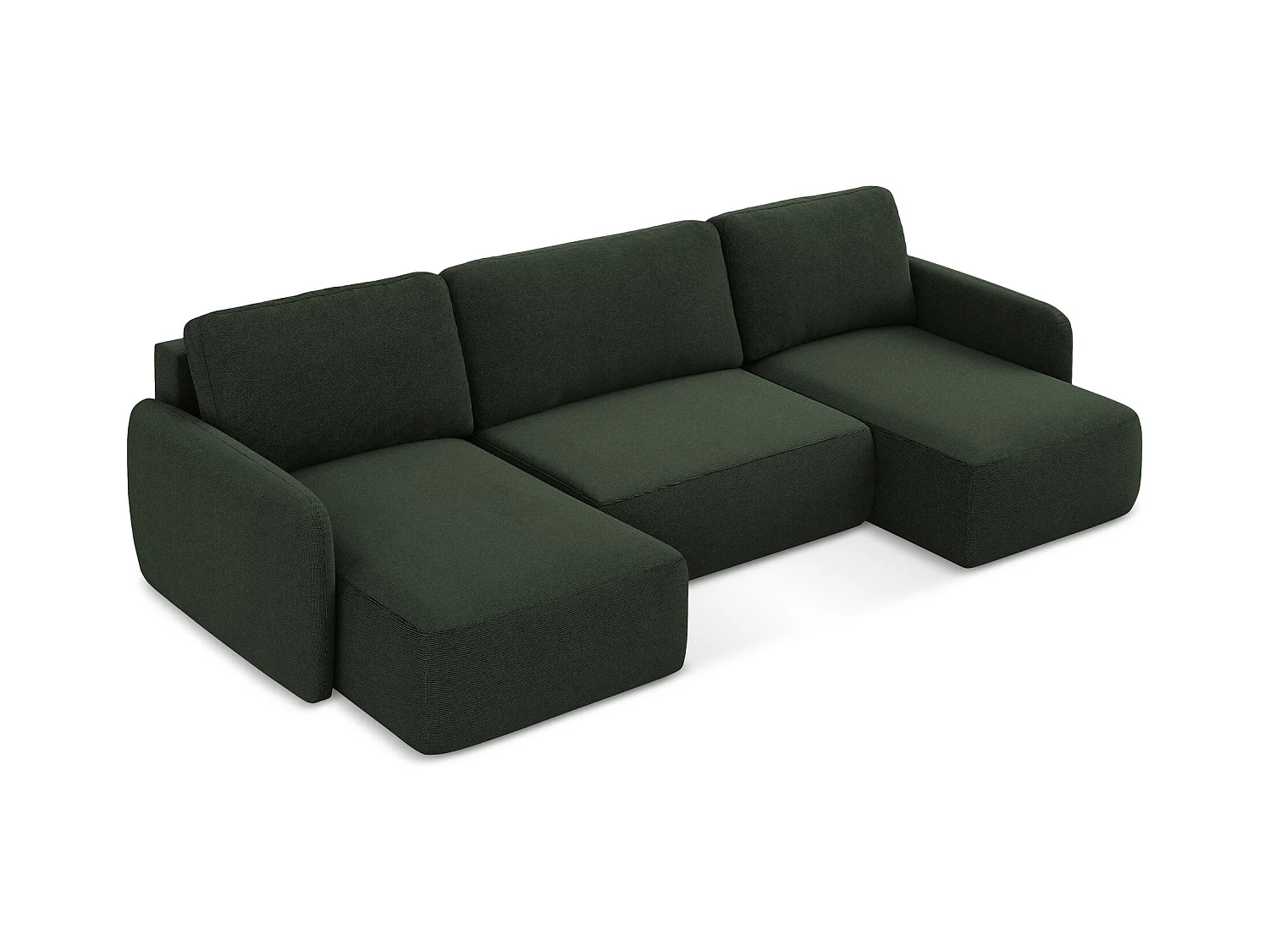 Canapé panoramique 4 places convertible en tissu texturé - bouteille verte - LILO