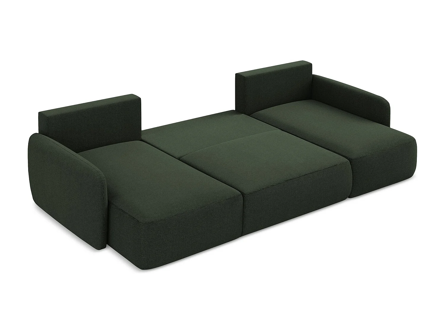 Canapé panoramique 4 places convertible en tissu texturé - bouteille verte - LILO