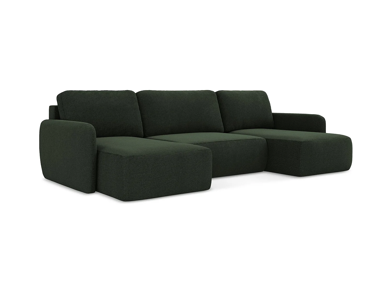 Wohnlandschaft mit Schlaffunktion - Strukturstoff - Flaschengrün - LILO