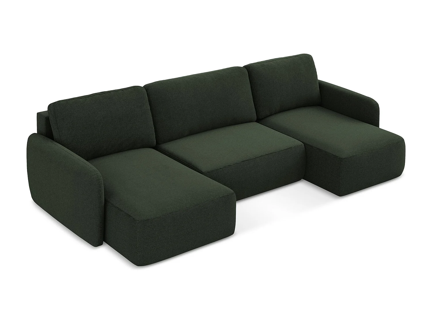 Canapé panoramique 4 places convertible en tissu texturé - bouteille verte - LILO