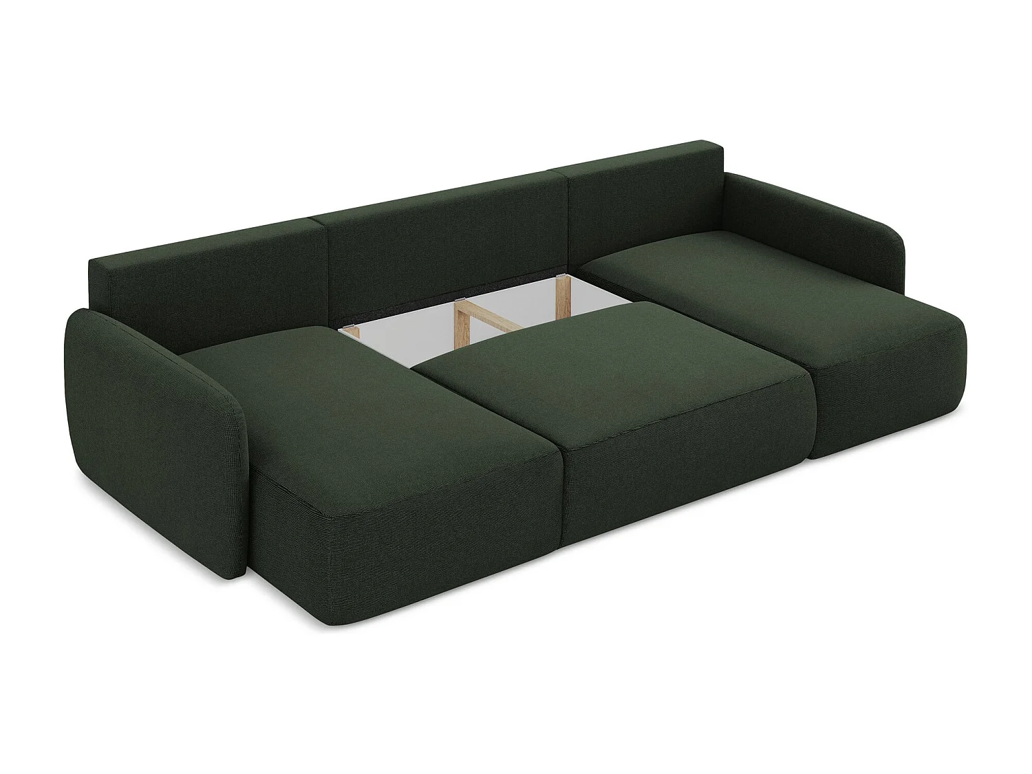 Canapé panoramique 4 places convertible en tissu texturé - bouteille verte - LILO