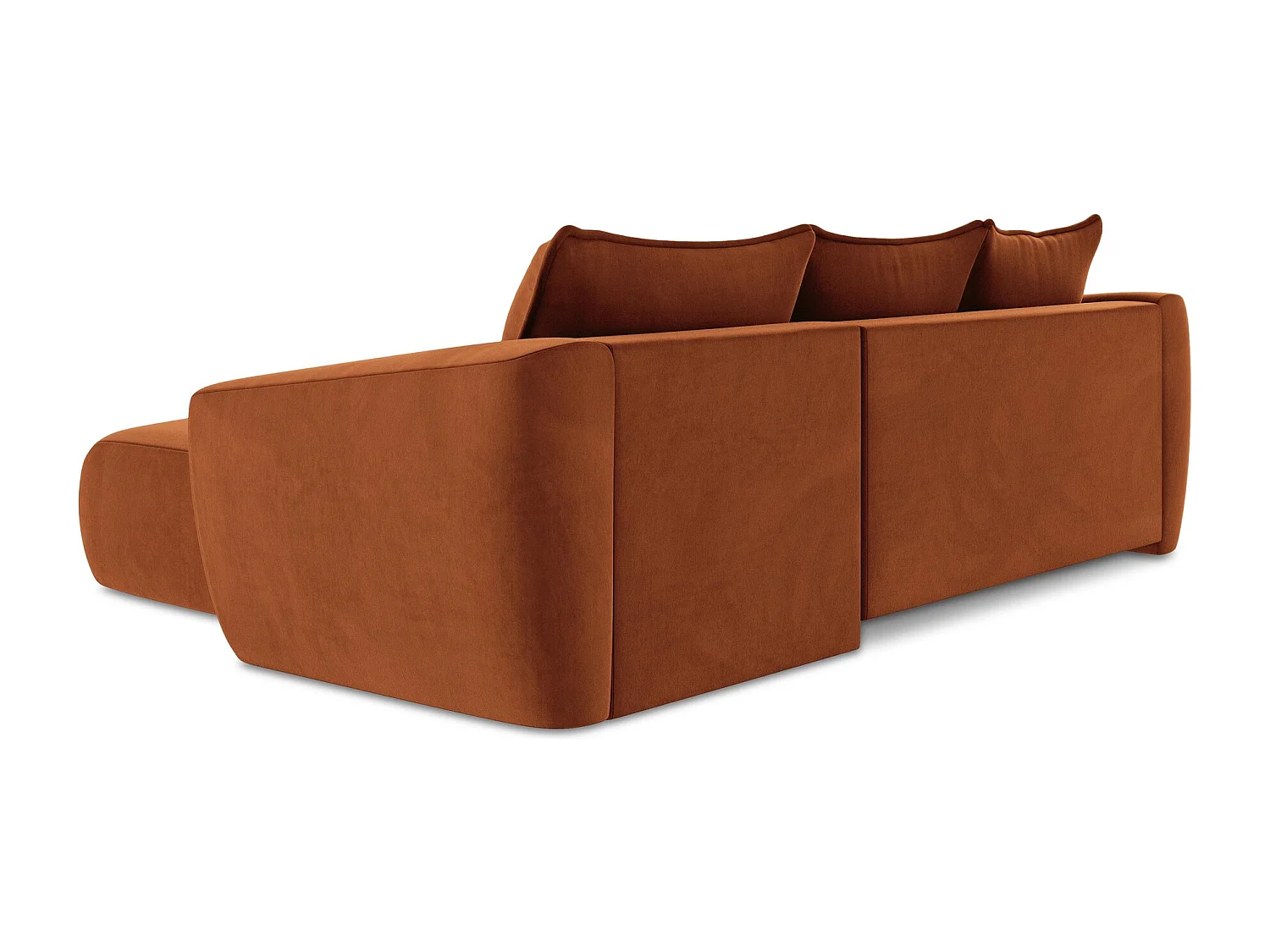 Canapé d'angle droit convertible en velours - terre cuite - GUAVA