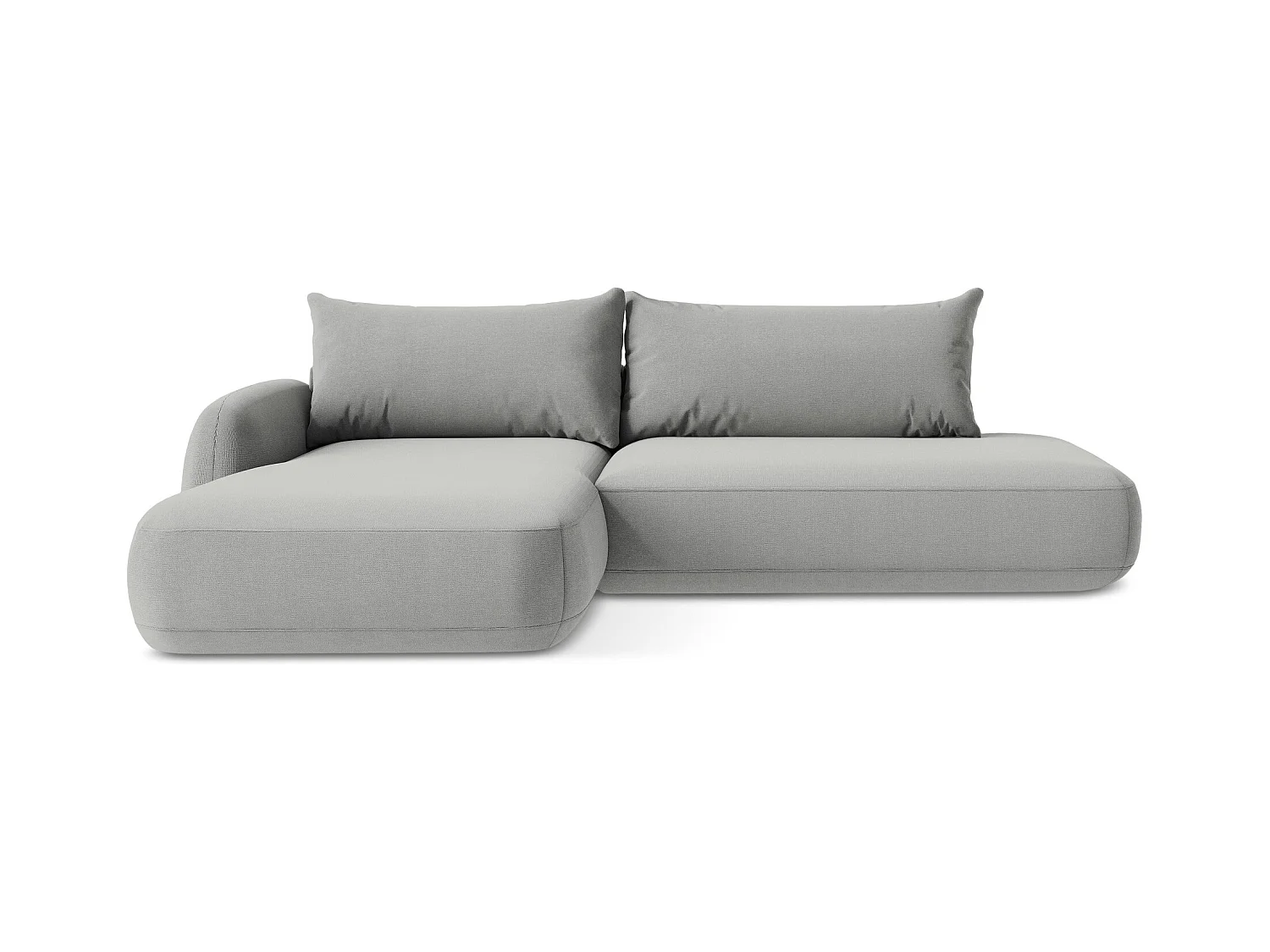 Canapé d’angle 3 places gauche convertible en tissu texturé - gris clair - HALE