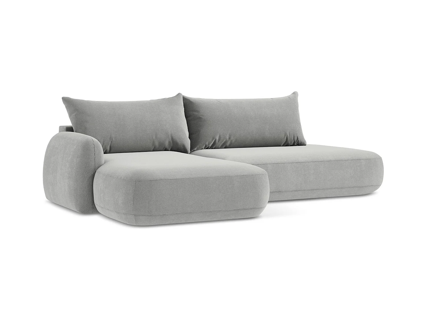 Canapé d’angle 3 places gauche convertible en tissu texturé - gris clair - HALE