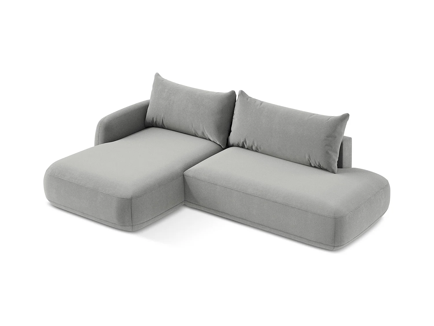 Canapé d’angle 3 places gauche convertible en tissu texturé - gris clair - HALE