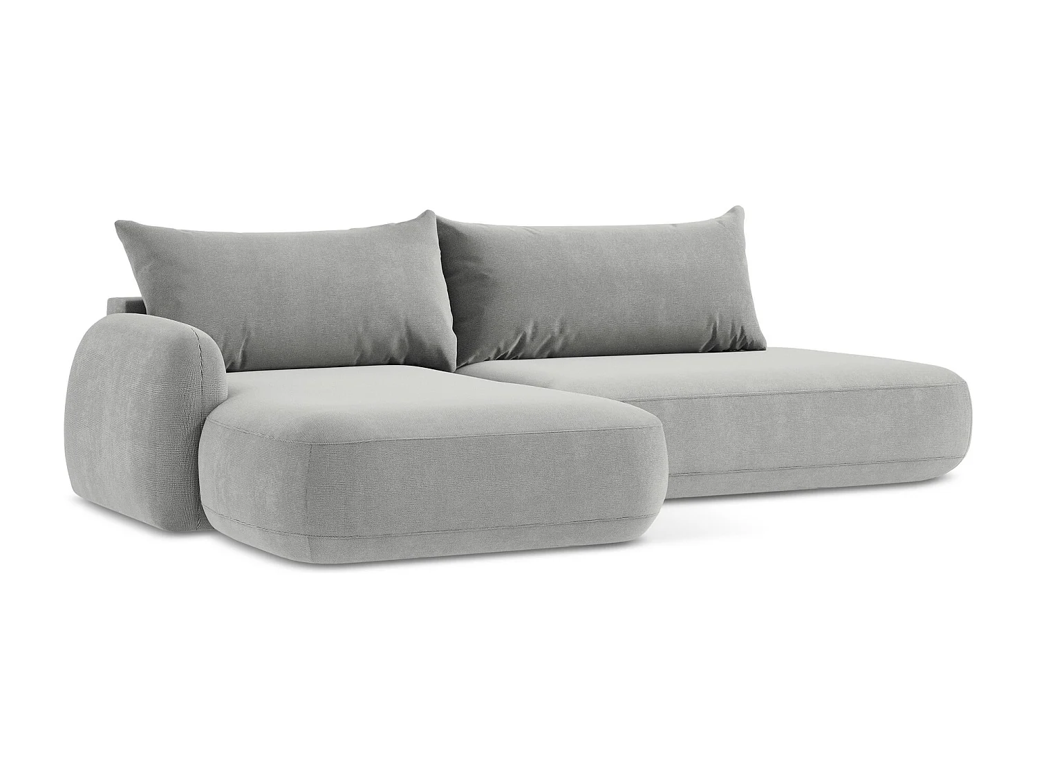 Canapé d’angle 3 places gauche convertible en tissu texturé - gris clair - HALE