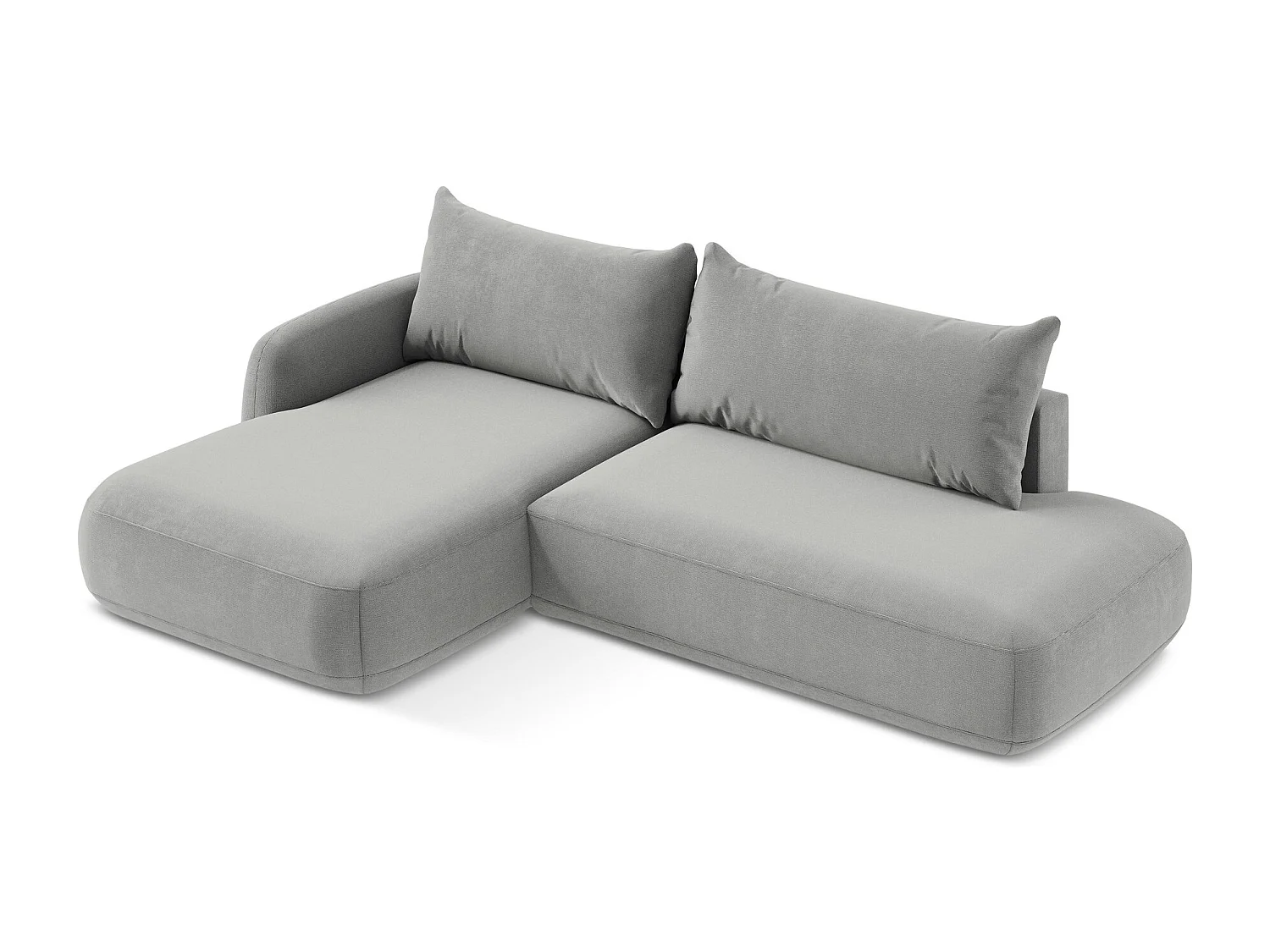 Canapé d’angle 3 places gauche convertible en tissu texturé - gris clair - HALE