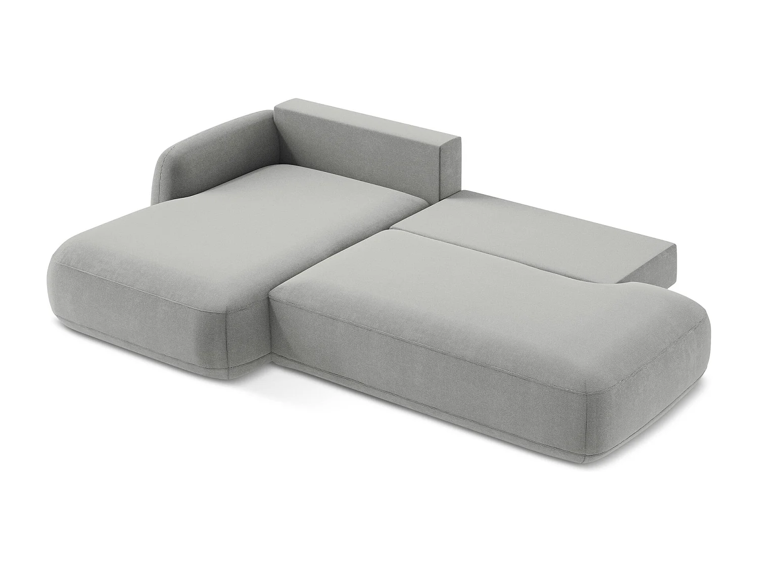 Canapé d’angle 3 places gauche convertible en tissu texturé - gris clair - HALE