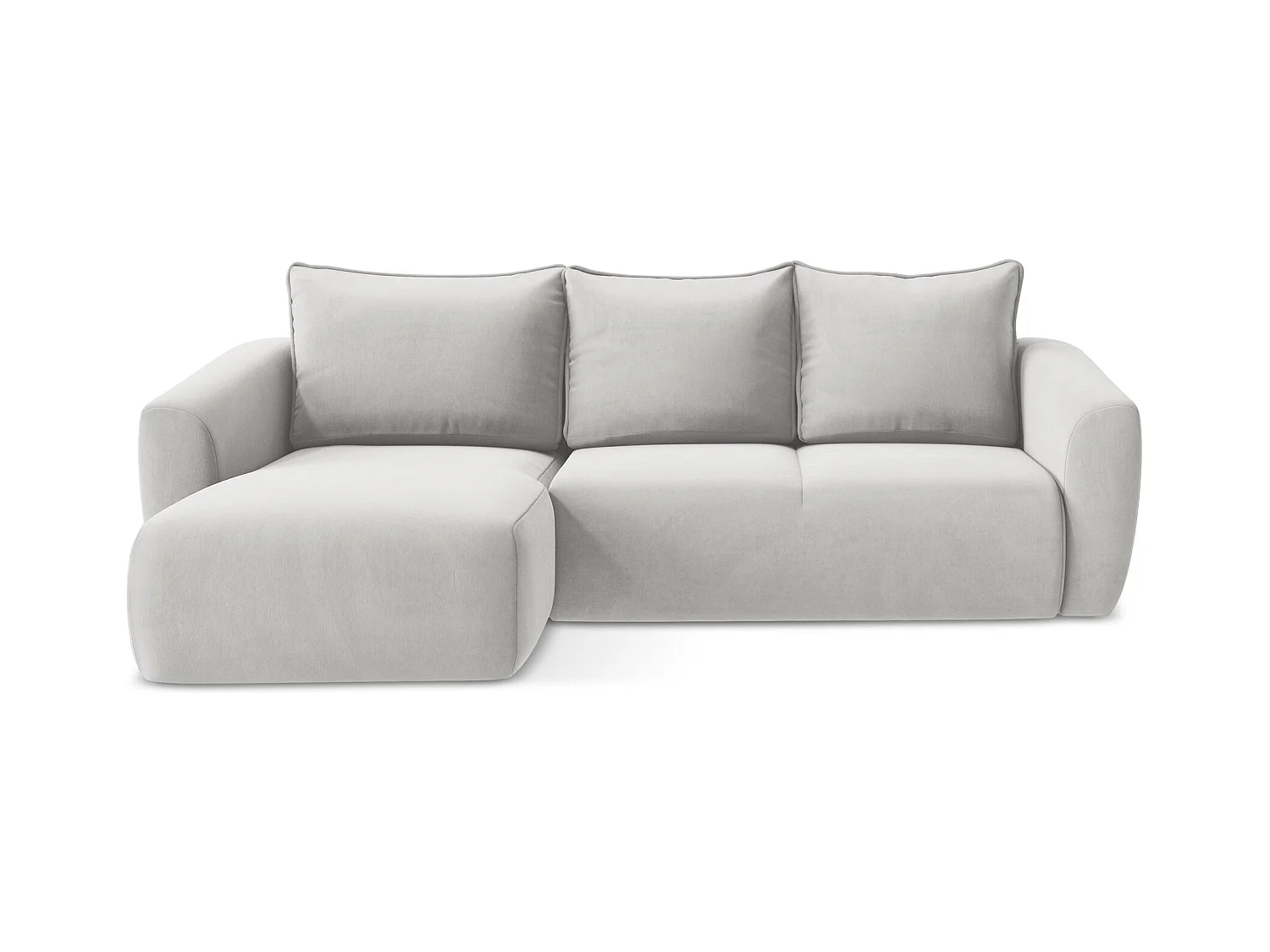 Canapé d’angle 3 places gauche convertible en velours - argent - GUAVA