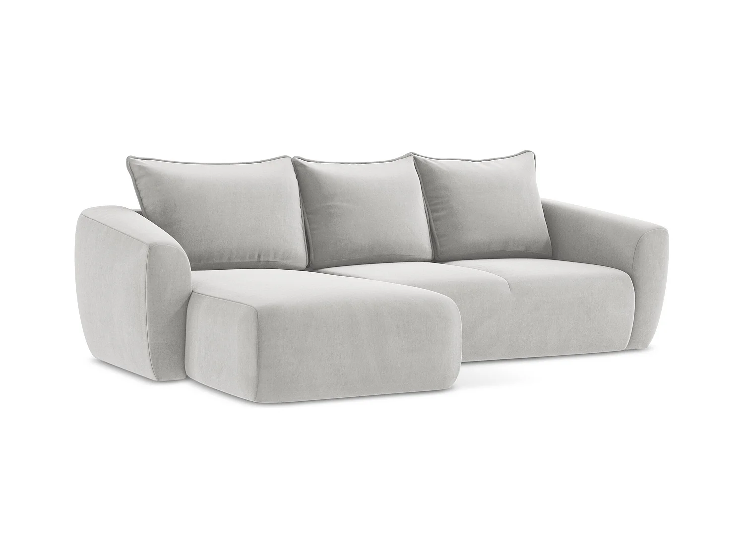 Canapé d’angle 3 places gauche convertible en velours - argent - GUAVA