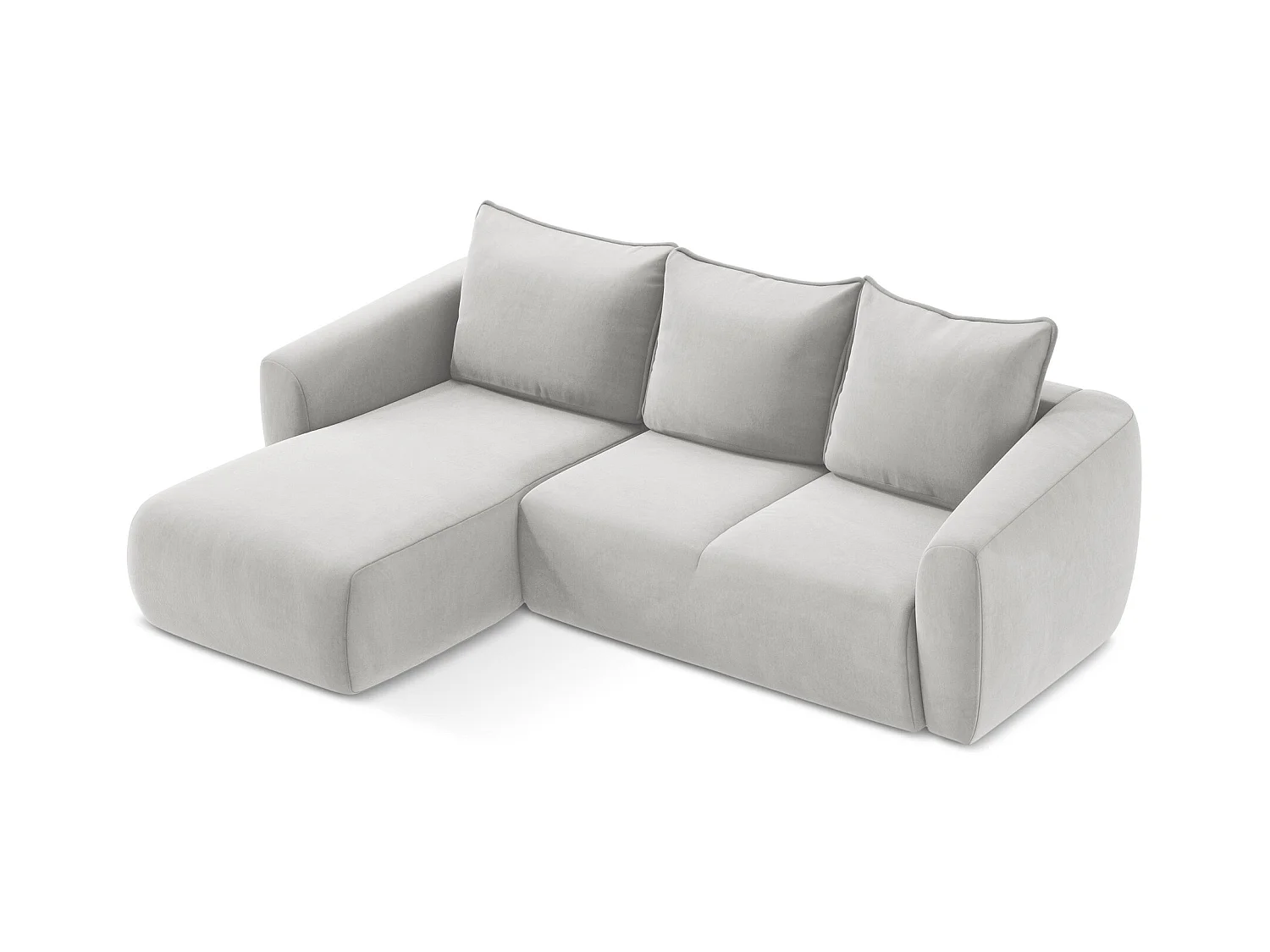 Canapé d’angle 3 places gauche convertible en velours - argent - GUAVA