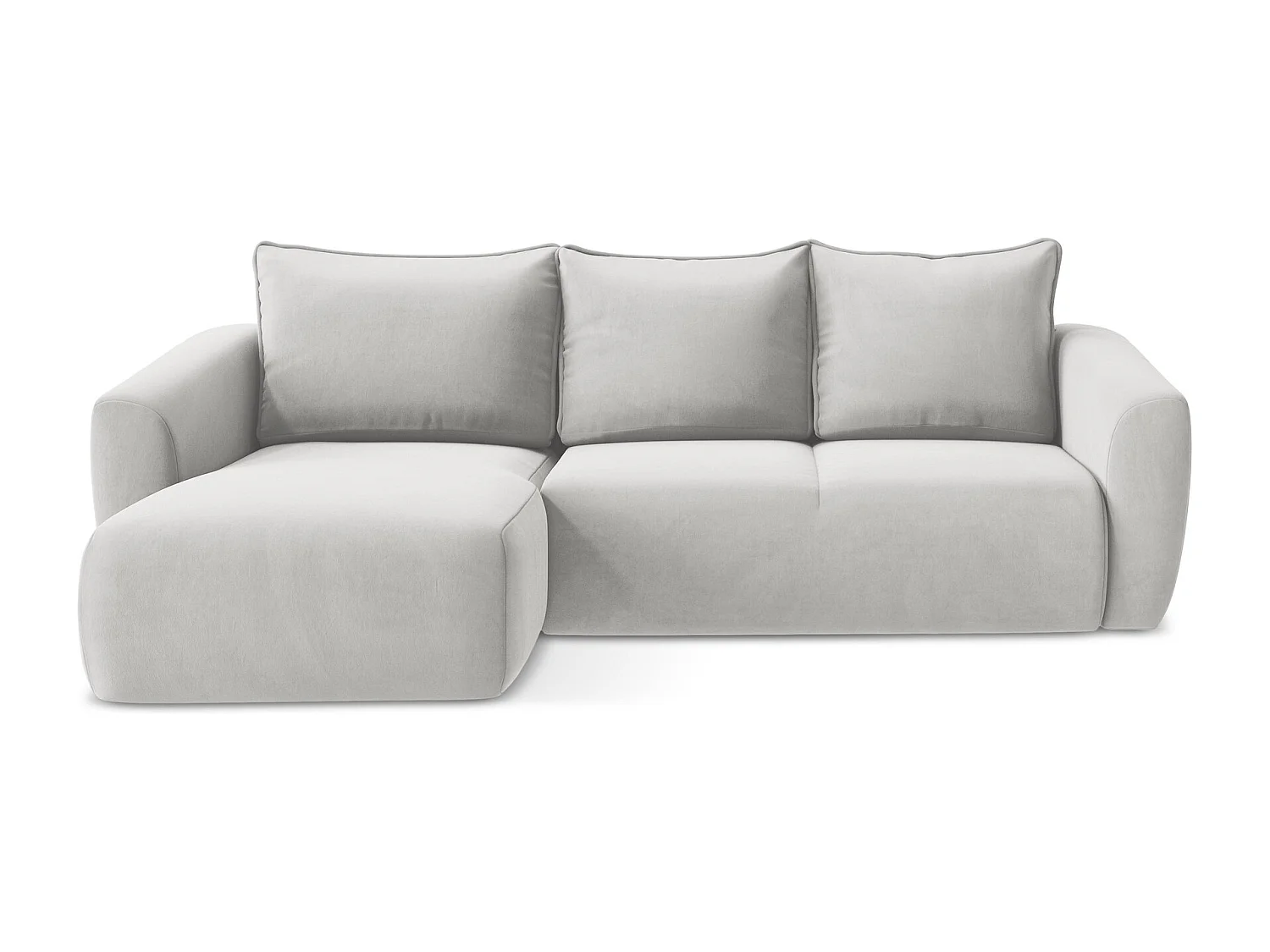 Canapé d’angle 3 places gauche convertible en velours - argent - GUAVA