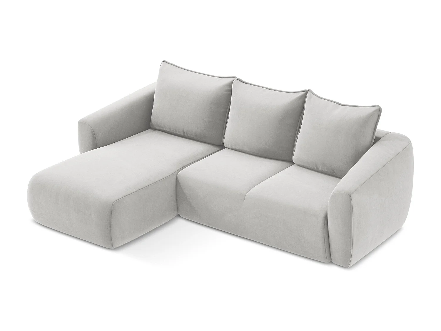 Canapé d’angle 3 places gauche convertible en velours - argent - GUAVA