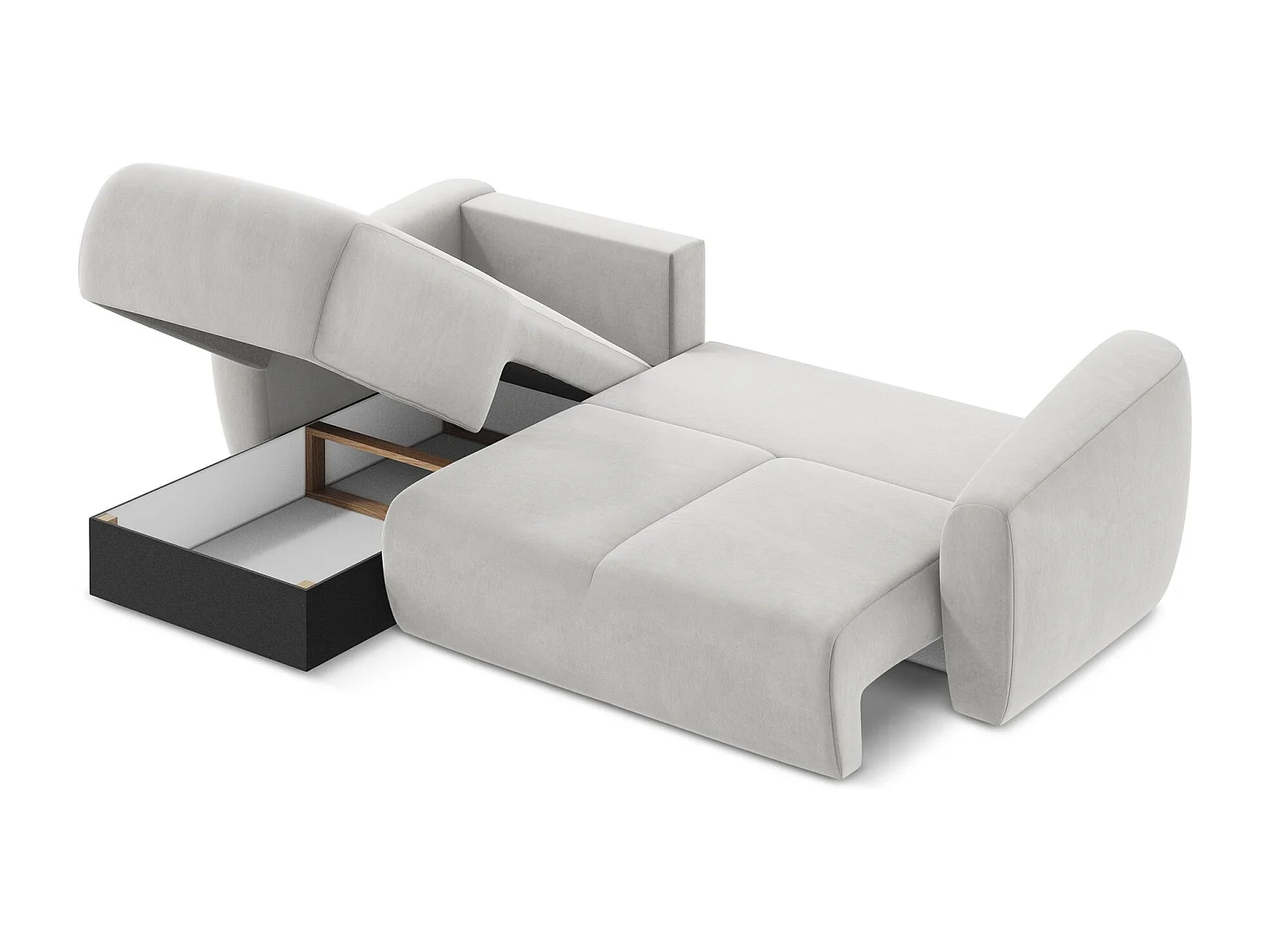 Canapé d’angle 3 places gauche convertible en velours - argent - GUAVA