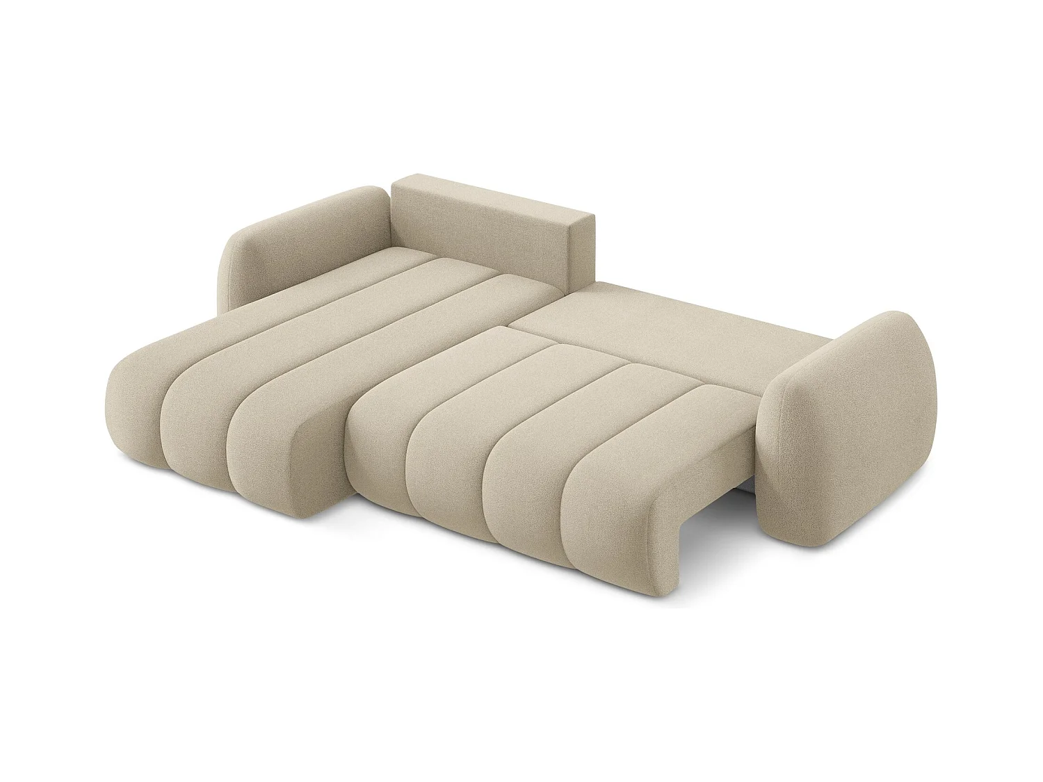 Canapé d’angle 3 places gauche convertible en tissu bouclette - beige foncé - PELE
