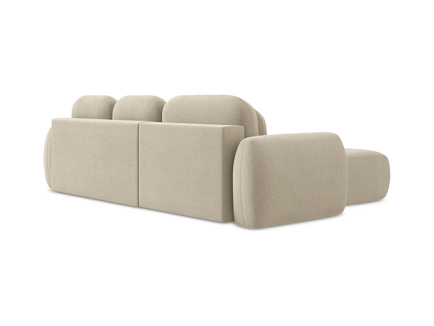 Canapé d’angle 3 places gauche convertible en tissu bouclette - beige foncé - PELE