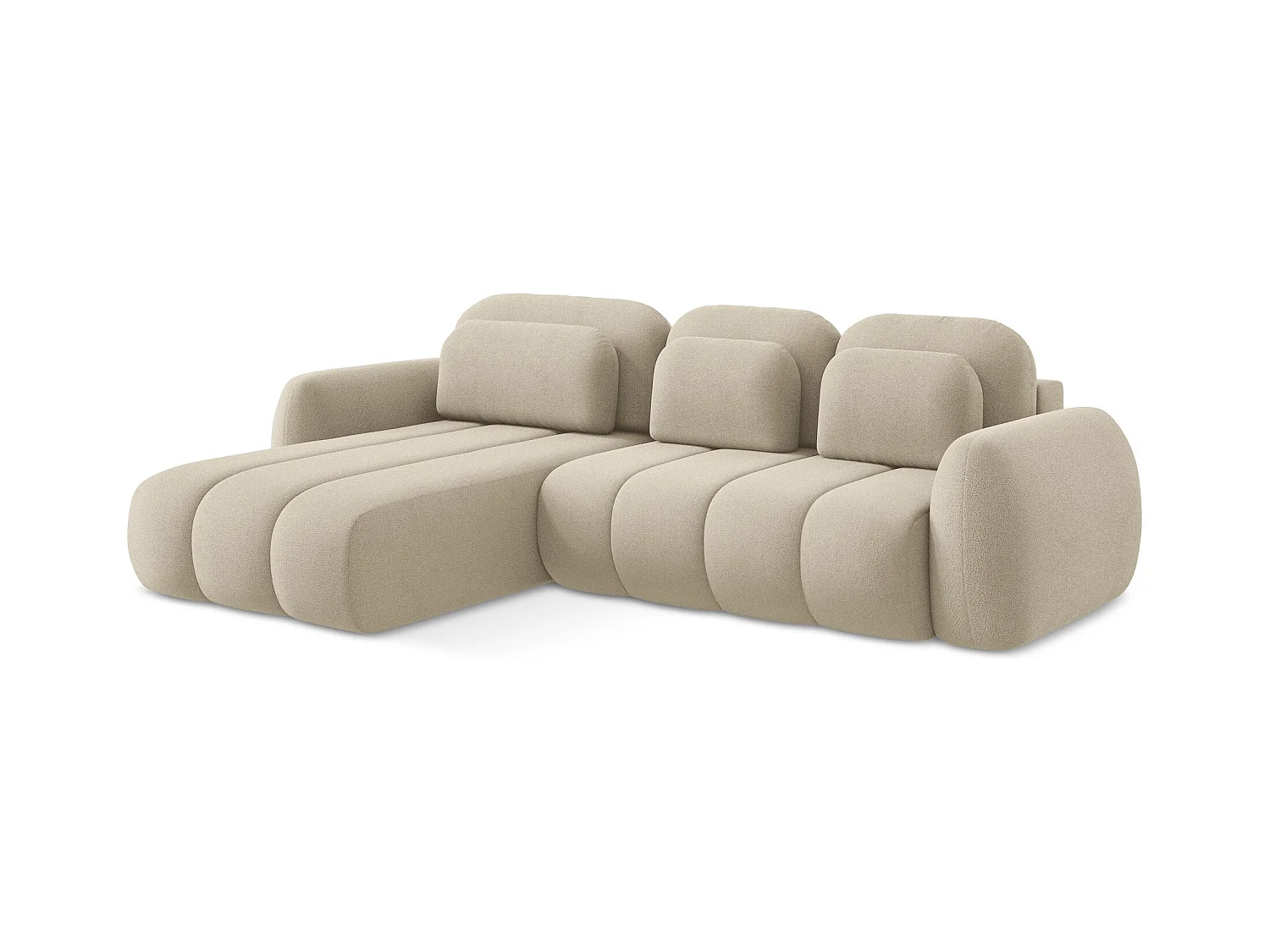 3-Sitzer Ecksofa mit Schlaffunktion - Ecke Links - Bouclé - Dunkelbeige - PELE
