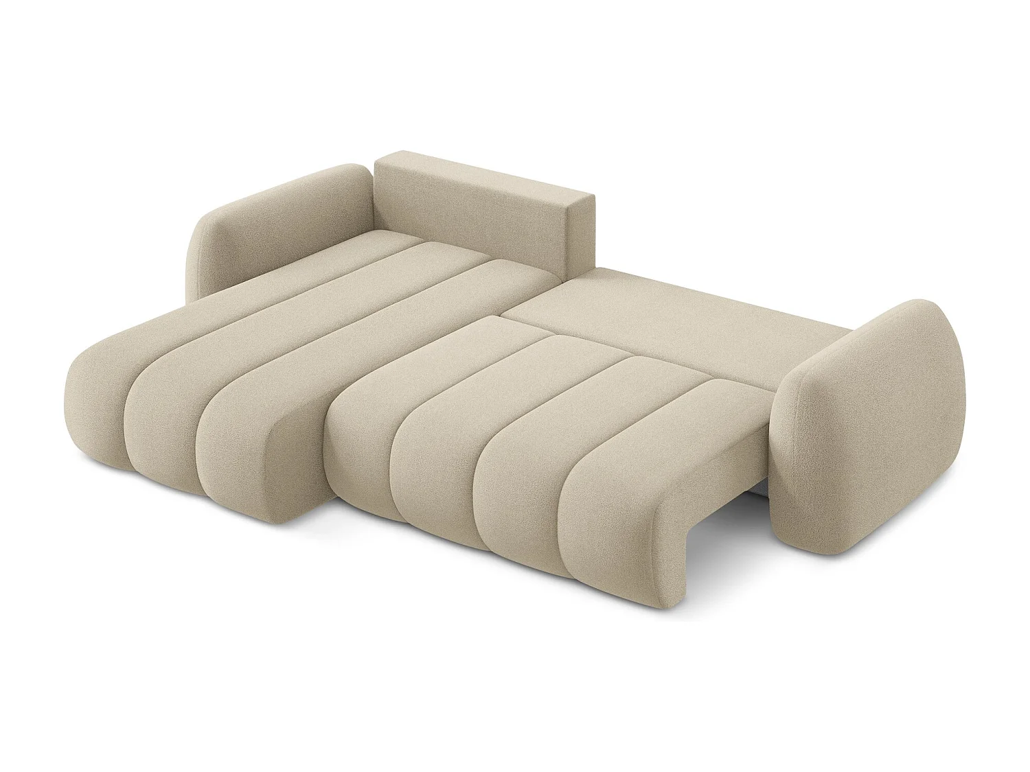 Canapé d’angle 3 places gauche convertible en tissu bouclette - beige foncé - PELE