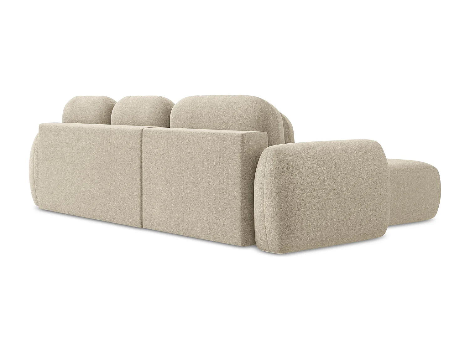 Canapé d’angle 3 places gauche convertible en tissu bouclette - beige foncé - PELE