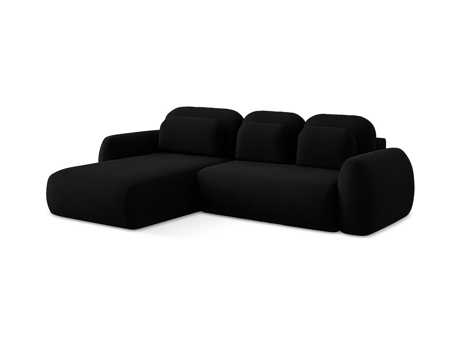 3-Sitzer Ecksofa mit Schlaffunktion - Ecke Links - Bouclé - Schwarz - LOHI