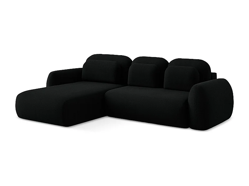 3-Sitzer Ecksofa mit Schlaffunktion - Ecke Links - Bouclé - Schwarz - LOHI