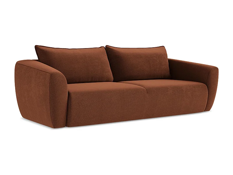 3-Sitzer Sofa mit Schlaffunktion - Strukturstoff - Terrakotta - GUAVA