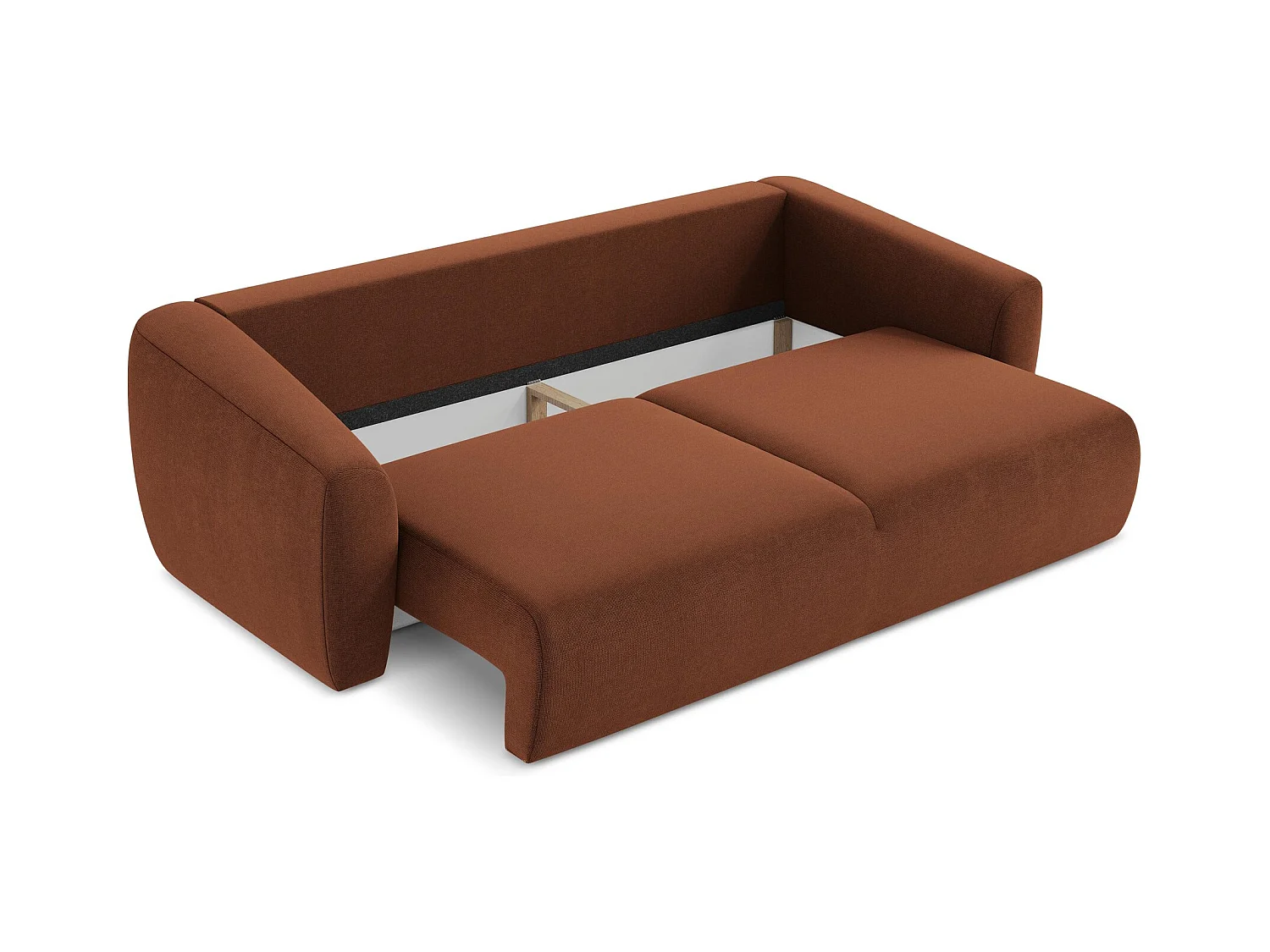 Canapé 3 places convertible en tissu texturé - terre cuite - GUAVA