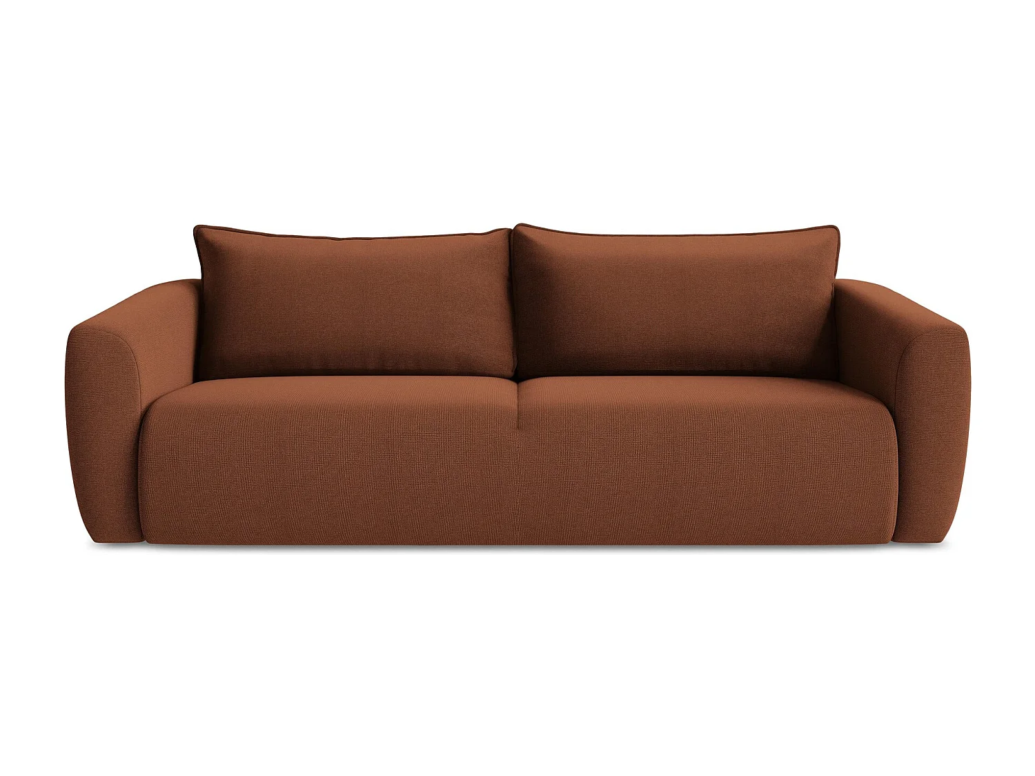 Canapé 3 places convertible en tissu texturé - terre cuite - GUAVA