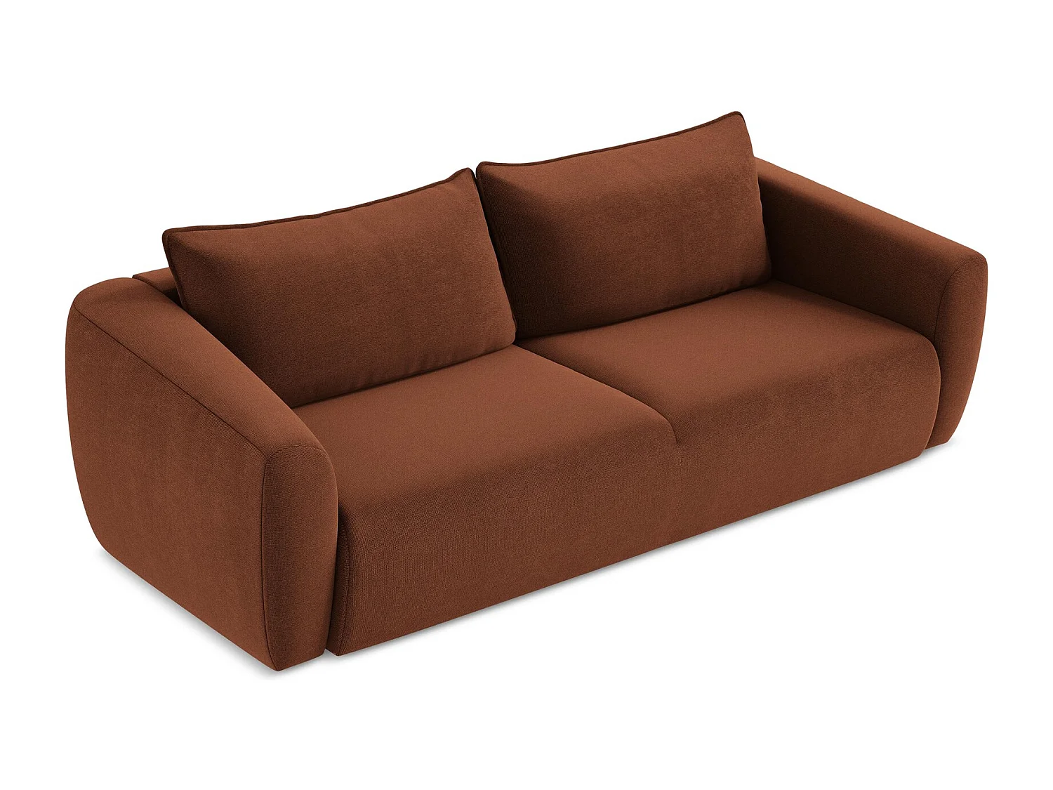 Canapé 3 places convertible en tissu texturé - terre cuite - GUAVA