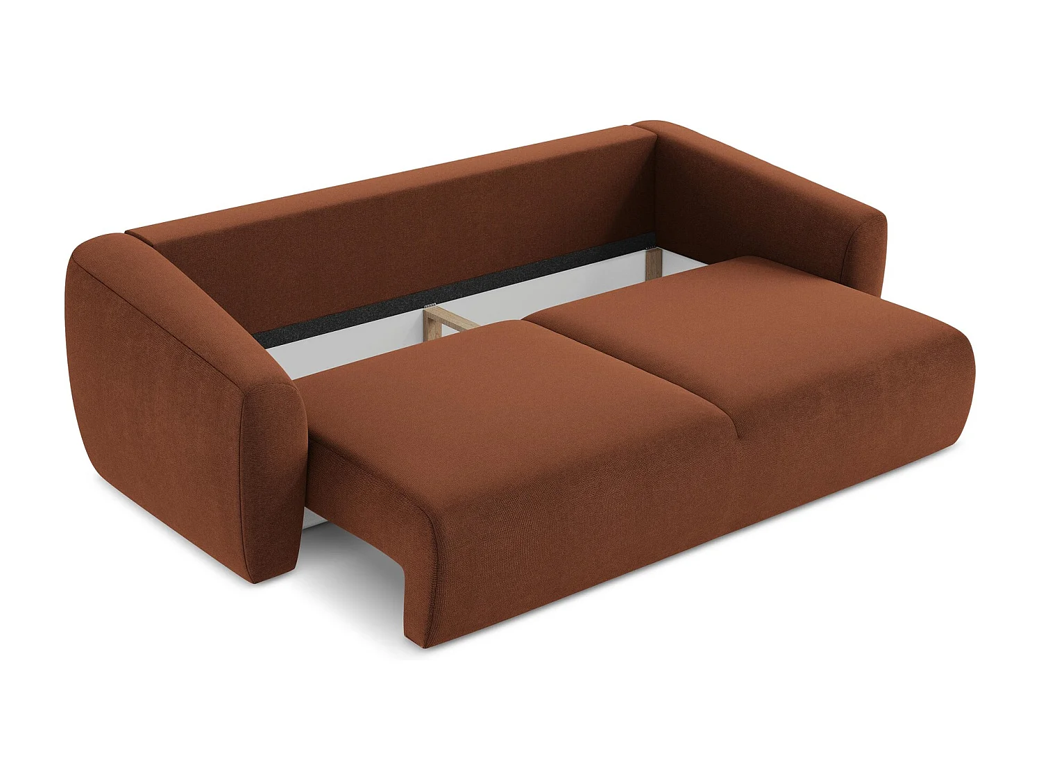 Canapé 3 places convertible en tissu texturé - terre cuite - GUAVA