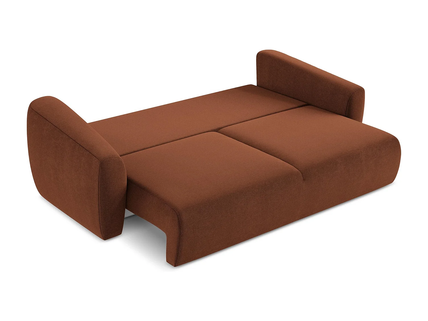 Canapé 3 places convertible en tissu texturé - terre cuite - GUAVA