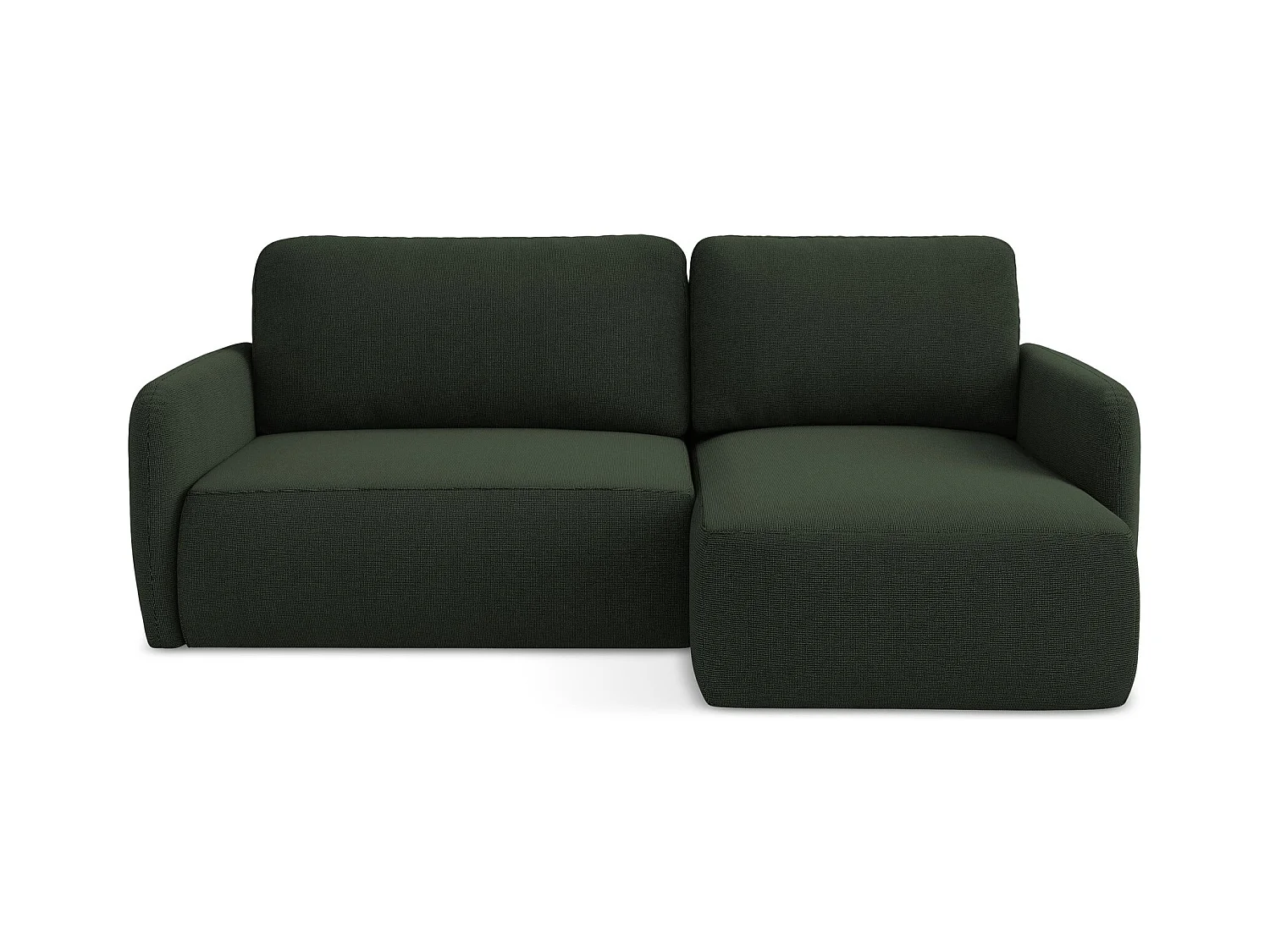 Canapé d'angle droit convertible en tissu texturé - bouteille verte - LILO