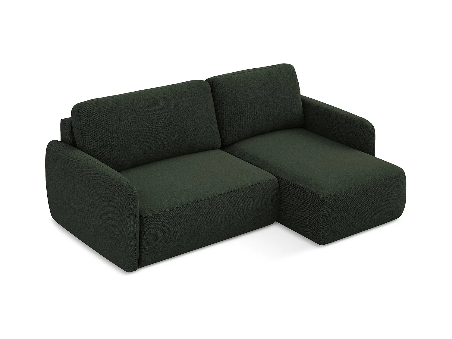 Canapé d'angle droit convertible en tissu texturé - bouteille verte - LILO