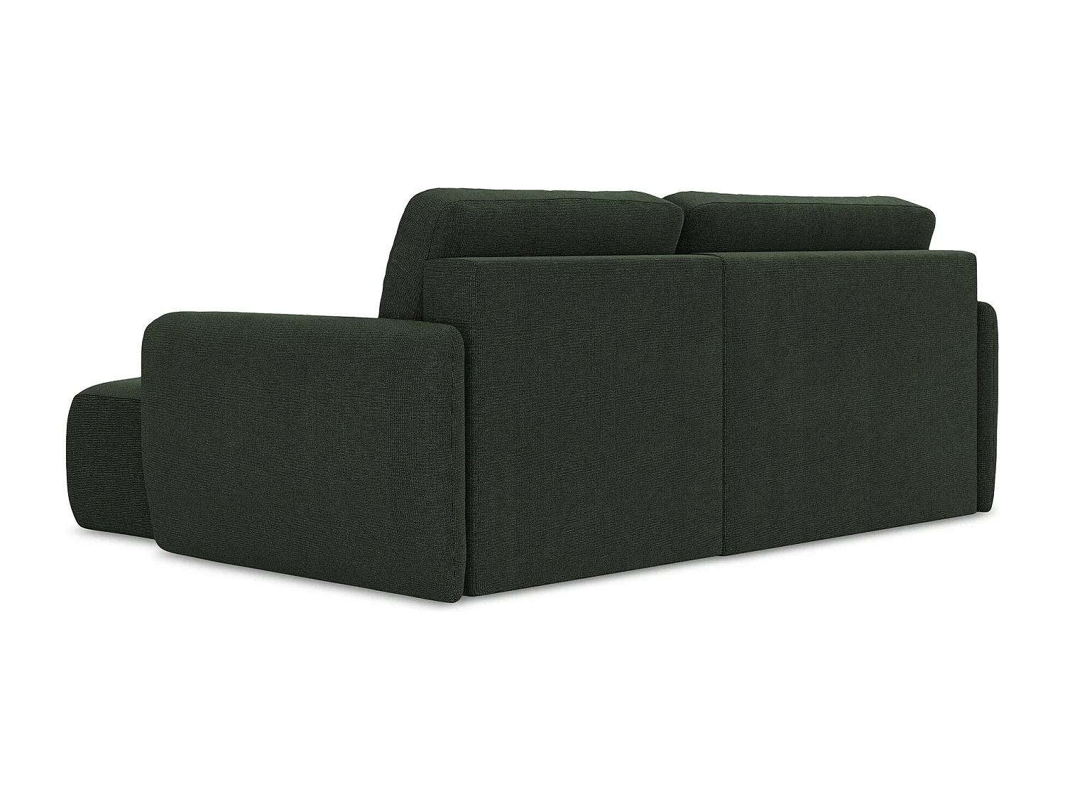 Canapé d'angle droit convertible en tissu texturé - bouteille verte - LILO