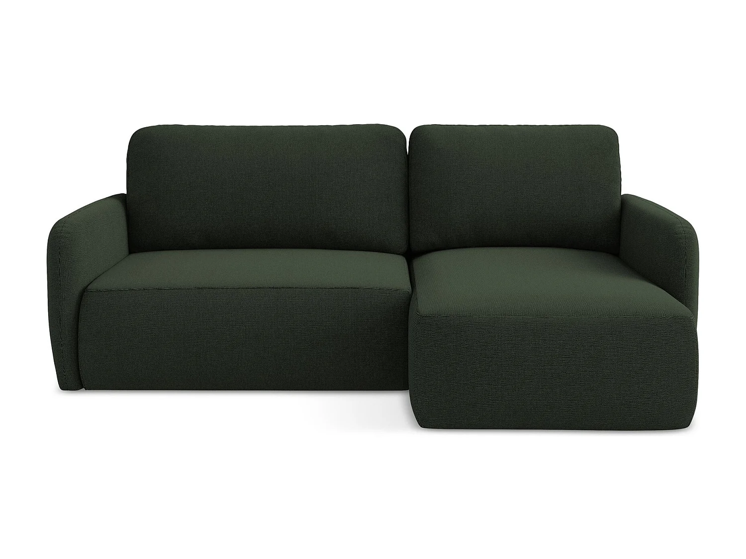 Canapé d'angle droit convertible en tissu texturé - bouteille verte - LILO