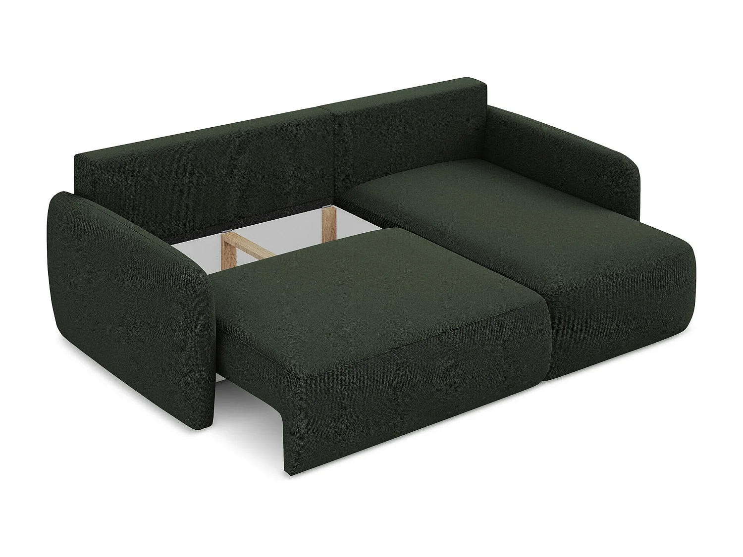 Canapé d'angle droit convertible en tissu texturé - bouteille verte - LILO