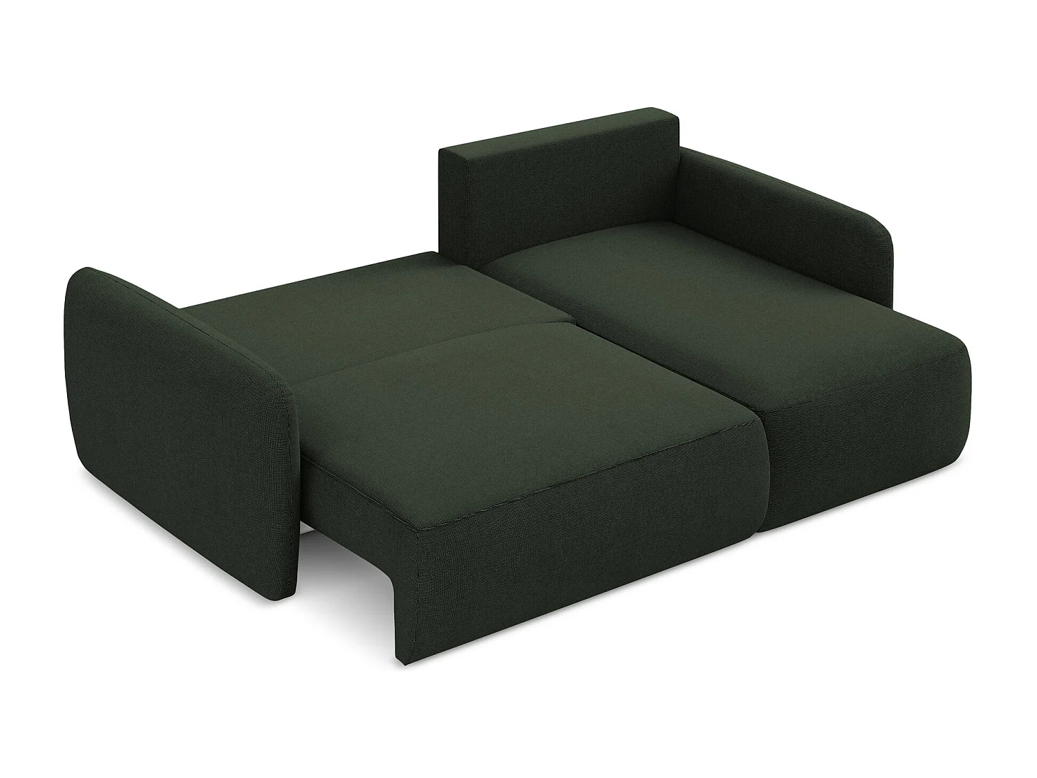 Canapé d'angle droit convertible en tissu texturé - bouteille verte - LILO