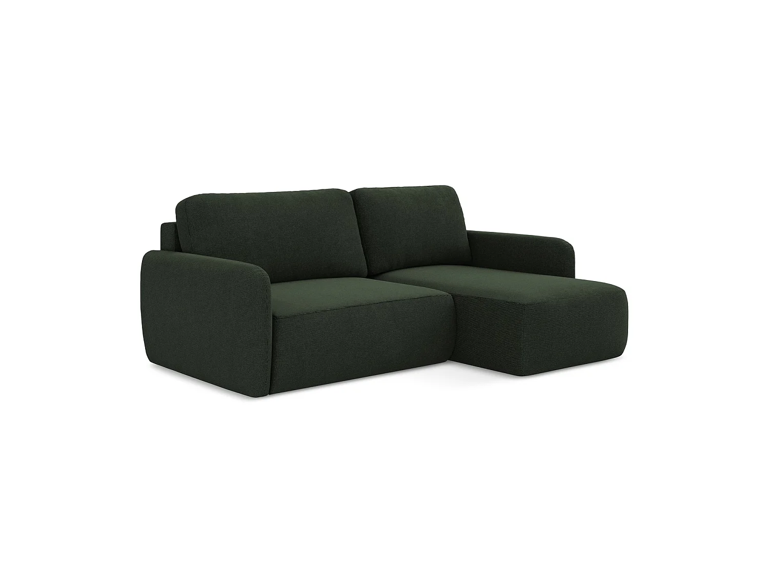 Canapé d'angle droit convertible en tissu texturé - bouteille verte - CORLE