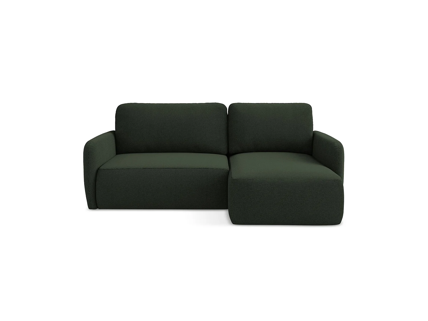 Canapé d'angle droit convertible en tissu texturé - bouteille verte - CORLE